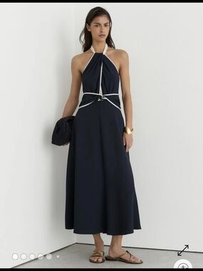 reiss etta linen corset midi dress REISS Etta Linen Corset Midi Dress